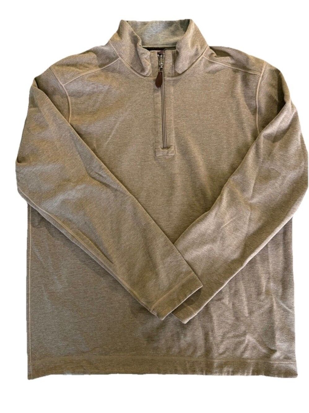 Johnston & Murphy Reversible 1/4 Zip Pullover Sweater Mens Medium Tan Gray